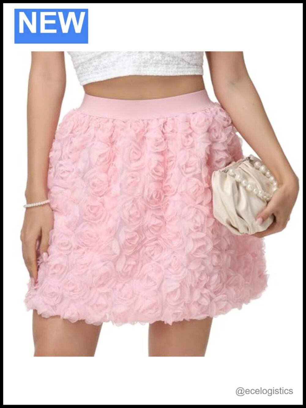 3D Floral Rose Petal Mini Skirt High Waist A Line Going Out Skirt